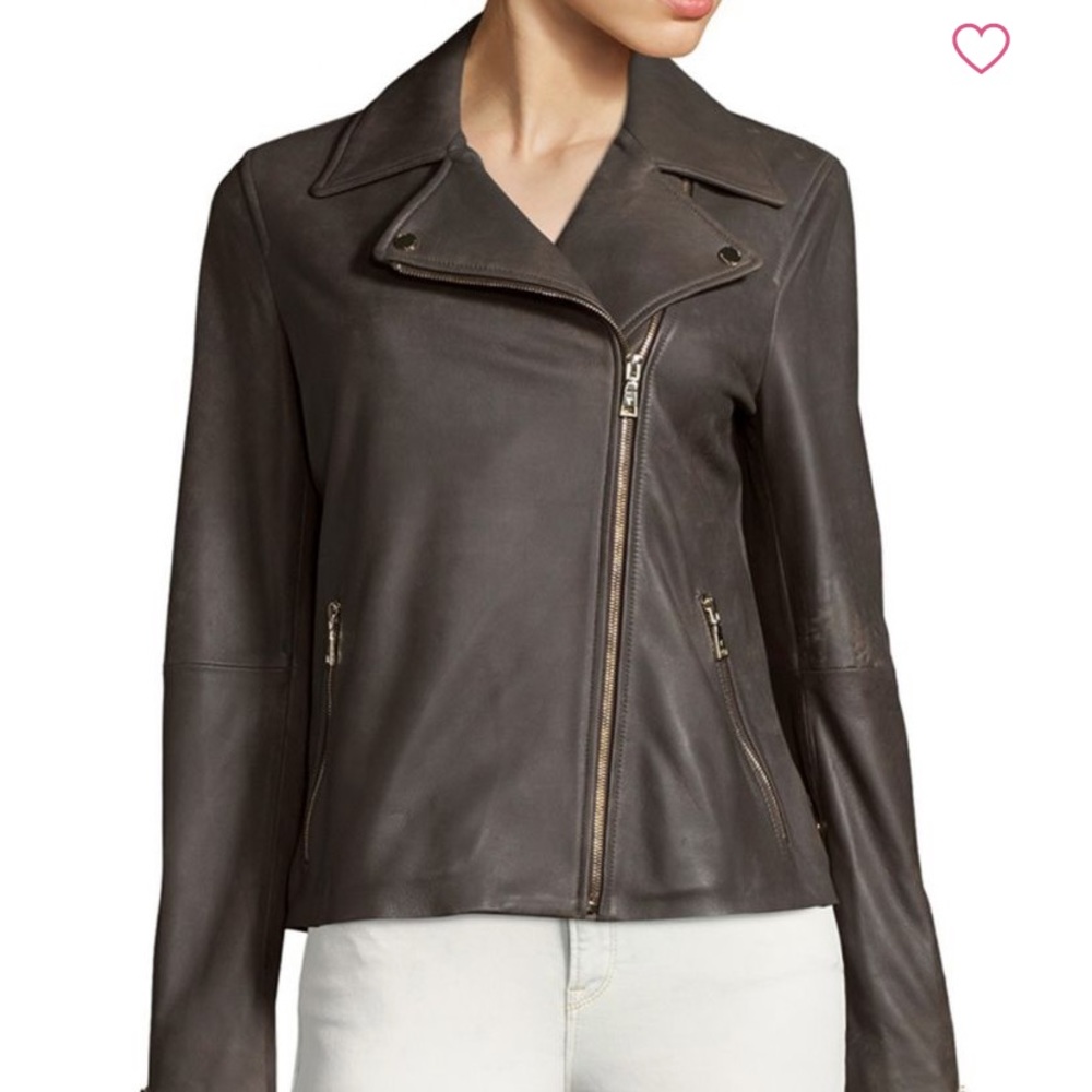 T Tahari  Skylar Leather Bike Jacket